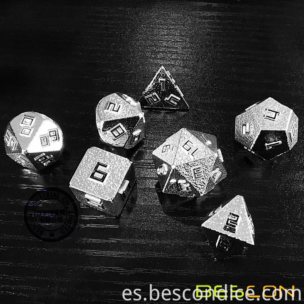 Raw Metal Polyhedral D D Rpg 7 Dice Set 3